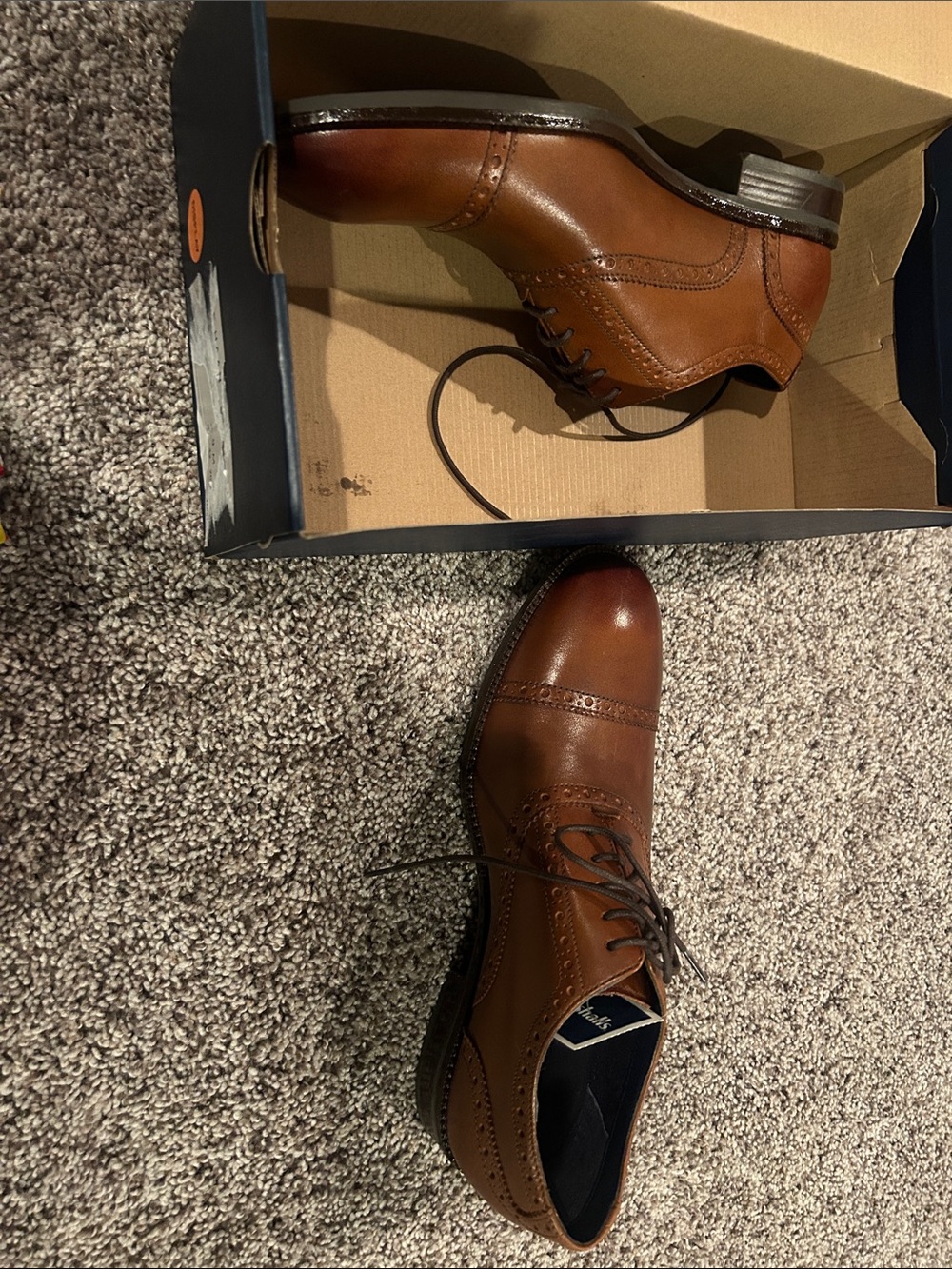 Cole Haan Tan Brown Leather Wingtip Derby Oxfords